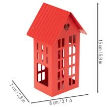 Product Red Metal Candleholder Houses with Tray, 35cm, 1 Set