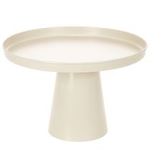 Product Round Cream Decorative Tray on Stand, Metal, 30 cm Diameter