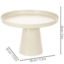 Product Round Cream Metal Decor Tray 30 cm with Pedestal for Indoor Use