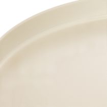 Product Round Cream Metal Decor Tray 30 cm with Pedestal for Indoor Use
