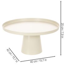 Product Round Beige Metal Decorative Plate with Elevated Base, 40 cm