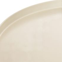 Product Round Beige Metal Decorative Plate with Elevated Base, 40 cm