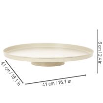Product Round Metal Decorative Plate 41 cm Beige for Indoor Table Display