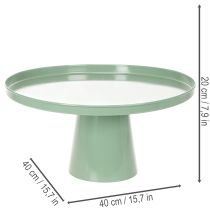 Product Round Green Metal Decorative Table with High Edge 40 cm