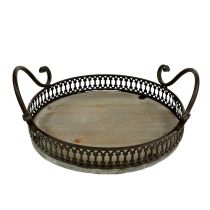 Product Tray with handles Ø20cm H8.5cm Brown