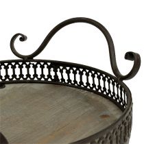 Product Tray with handles Ø20cm H8.5cm Brown
