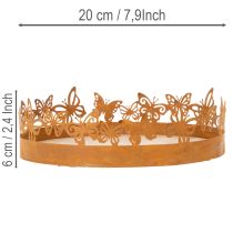 Product Tray with butterflies, spring, table decoration, metal decoration, rusted finish, Ø20cm H6.5cm