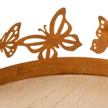 Product Tray with butterflies, spring, table decoration, metal decoration, rusted finish, Ø20cm H6.5cm