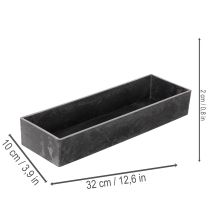 Product Rectangular Decorative Tray with Handles in Anthracite, 32cm