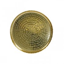 Orient-optic tray, golden decorative plate, metal decoration Ø18.5cm