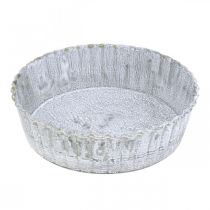 Biscuit-shaped metal plate, round decorative tray, table decoration washed white Ø14cm H4cm