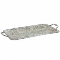Decorative tray with handles antique silver 45cm x 25cm