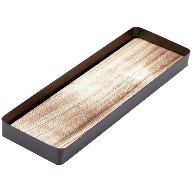 Product Decorative tray metal wood metal tray wooden base 40x13x3cm