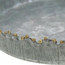 Product Round metal tray, candle plate, table decoration silver/golden Ø15cm H2cm