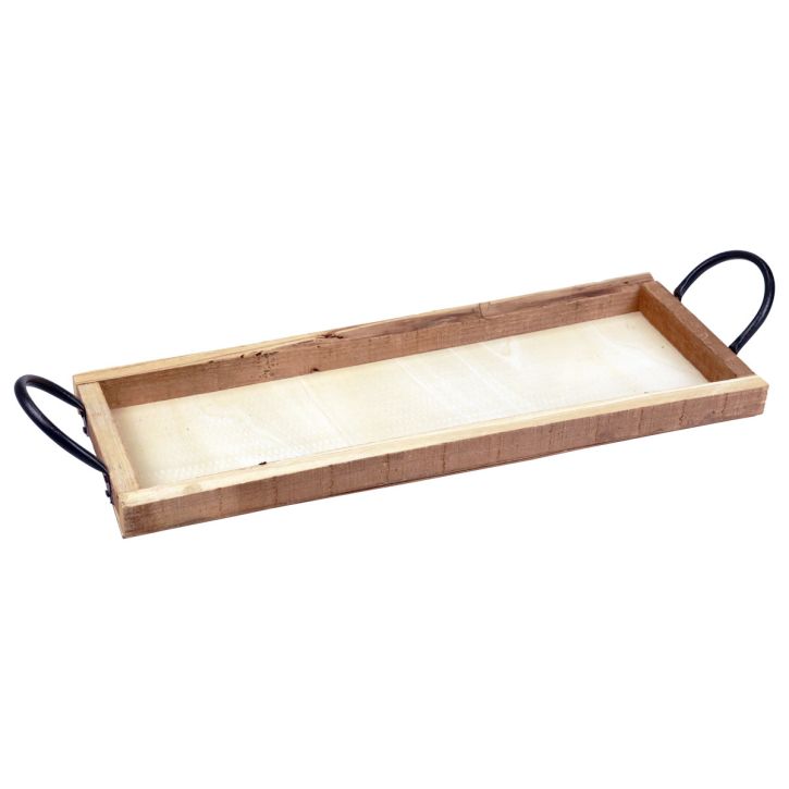Product Wooden tray with handles decorative tray oblong natural 50×19×3cm