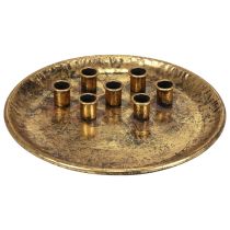 Candle plate metal vintage gold stick candle holder Ø30cm