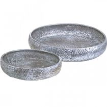 Decorative bowl silver round antique look metal Ø50 / 38cm set of 2
