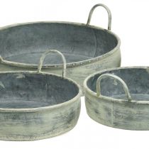 Decorative bowl with handles vintage metal Ø28 / 32.5 / 36cm set of 3
