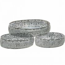 Product Decorative bowl metal oval pattern gray 25.5/29/34.5cm set of 3