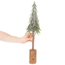 Product Artificial fir tree, iced finish, with wooden base, winter decoration, 60cm