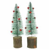 Product Christmas tree green snowed Ø6cm H20cm 4pcs