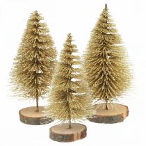 Product Mini fir trees table decoration gold Christmas decoration H7cm 6pcs