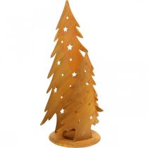 Product Lantern Christmas trees, metal decoration in patina, Christmas H46cm W25.5cm
