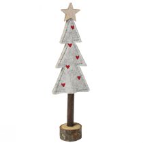 Product Christmas tree decoration felt star heart beige red H21cm 4 pcs
