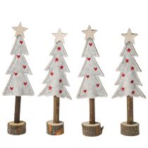 Product Christmas tree decoration felt star heart beige red H21cm 4 pcs