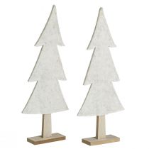 Product Christmas tree felt decoration with heart cream beige H35cm 2 pcs
