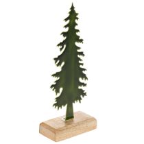 Product Metal Christmas Tree with Wooden Base, 26cm, Green