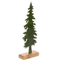 Product Decorative Metal Pine Tree Figure with Wooden Base 36cm
