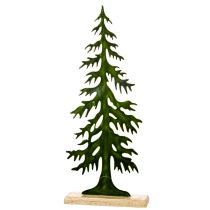 Product Green Metal Christmas Tree Decoration on Wooden Base 60cm