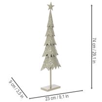 Product Metal Christmas Tree with Star on Stable Base – 74cm Tall Festive Table Decoration