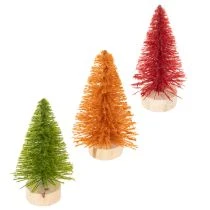 Product Miniature Artificial Pine Trees with Wooden Base 12cm Set of 6