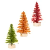 Product Miniature Artificial Pine Trees with Wooden Base 12cm Set of 6