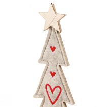 Product Christmas tree made of felt decoration with hearts grey red 28cm 4 pieces