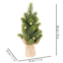 Product Artificial Mini Christmas Tree in Burlap Sack – Table Decoration, 38cm