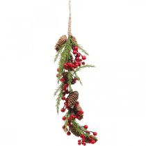 Fir tree hanger with berries and cones 55cm