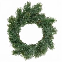 Fir wreath artificial deco wreath Christmas green, iced Ø25cm