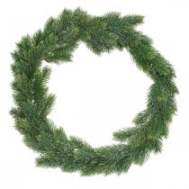 Fir wreath artificial wall decoration Christmas green, iced Ø45cm