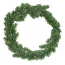 Product Fir wreath artificial wall decoration Christmas green, iced Ø45cm