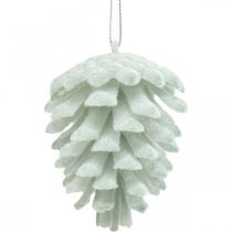 Product Pine cones decorative cones for hanging white 7cm 6pcs