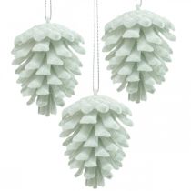 Product Pine cones decorative cones for hanging white 7cm 6pcs