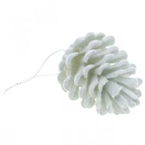 Product Pine cones decorative cones for hanging white 7cm 6 pcs