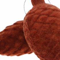 Product Decorative Flocked Pine Cones Rooibos 9.5cm/8cm, 12 Pieces