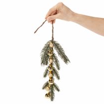Product Artificial fir branch with gold-colored mini Christmas tree baubles, 46cm, 2 pieces