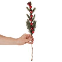 Product Kunststoff Pine Branch with Red Christmas Ornaments 48cm, Set of 2