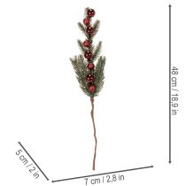 Product Kunststoff Pine Branch with Red Christmas Ornaments 48cm, Set of 2