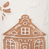 Product Ceramic Mug with House Design and Relief Pattern, 9cm, Beige and White